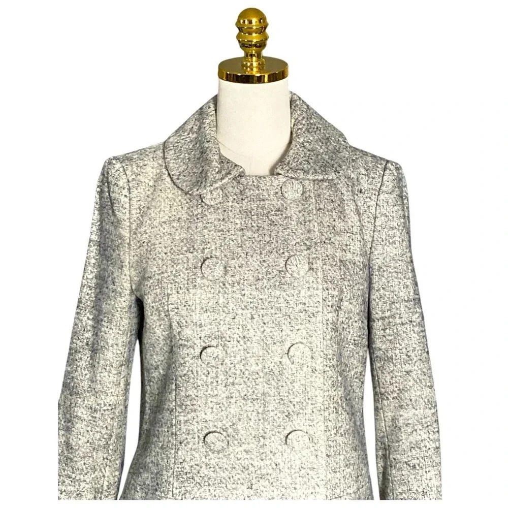 FRENCH CONNECTION | Women’s Double Breasted Marled Wool Blend Peacoat Size 8 - Picture 5 of 10